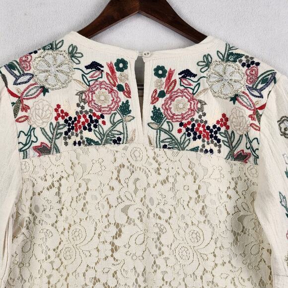Anthropologie Let Me Be Victoria WMNS Lace Embroidered Mini Dress S Ivory NWT - Picture 9 of 16